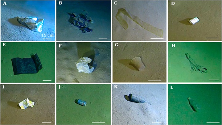 A collection of images showing the litter discovered during the recent expedition to Calypso Deep in the Med.
